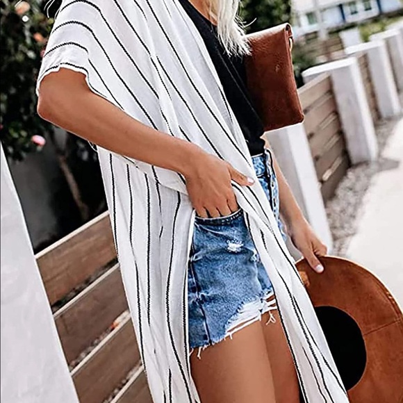 ❤️ RESORT BLACK & WHITE PRINT BOHO Print KimonoArrives new